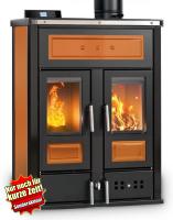 Klover BI-FIRE MID Kombi Kaminofen Holz Pellet wasserführend Stahl orange 27,4 kw